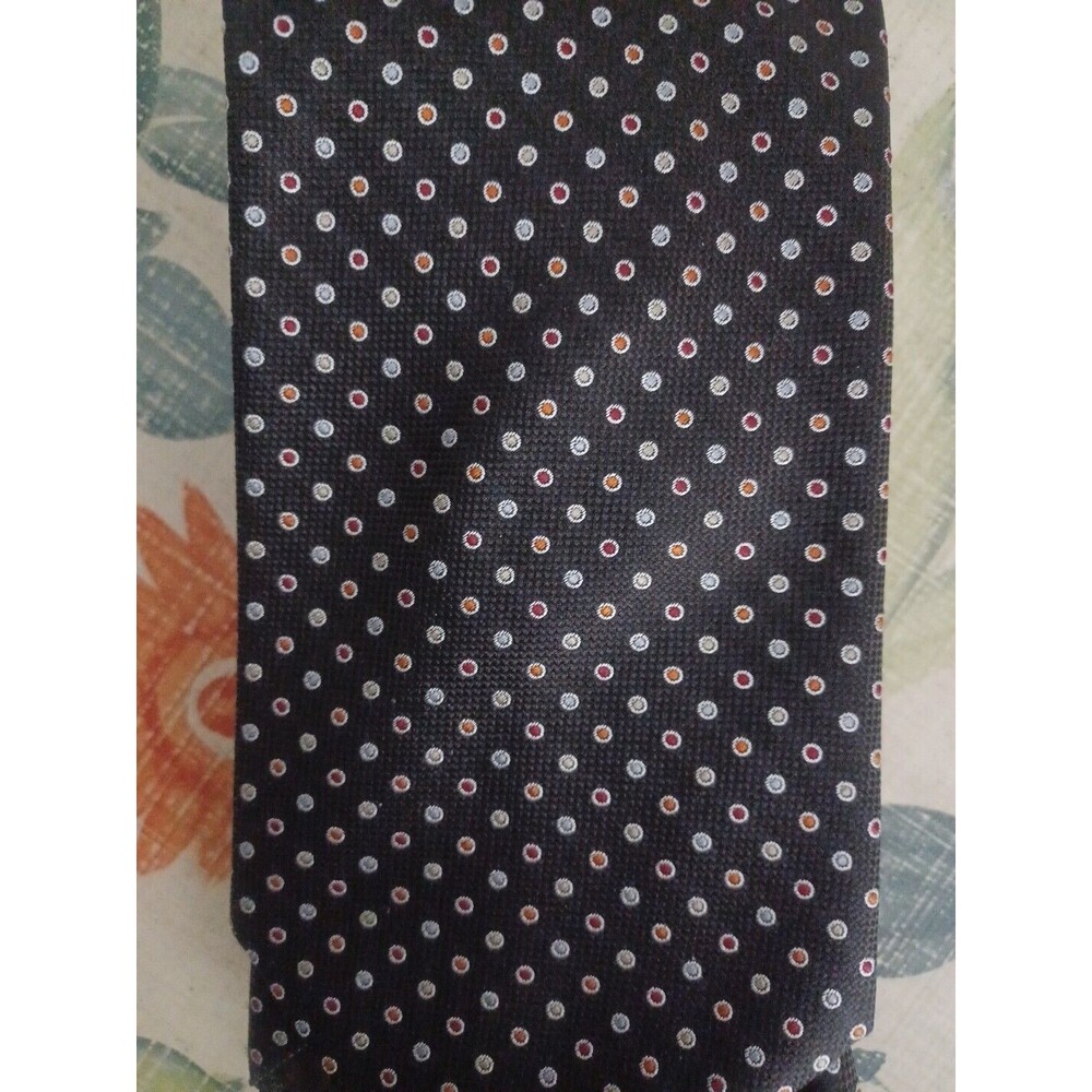 BRIONI Dark Brown Hand Made In Italy Woven Color Dots Circles Seta Silk Neck Tie - Picture 8 of 8